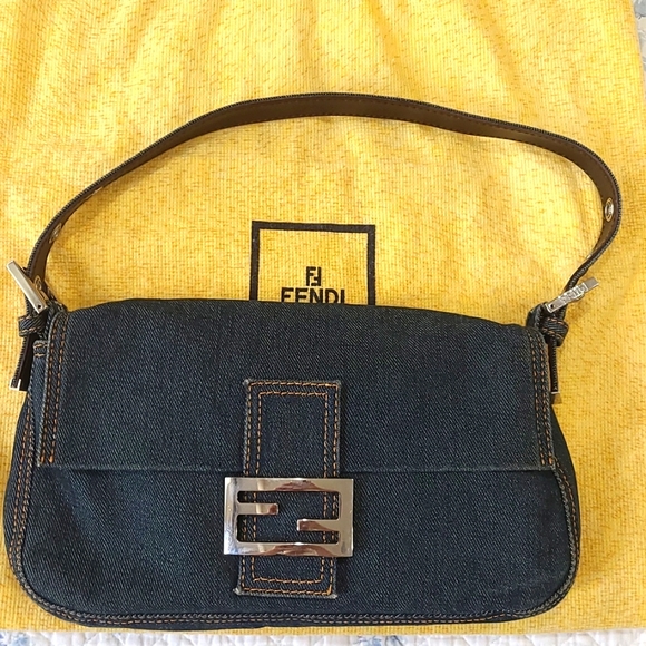 Fendi Handbags - Sold Fendi denim baguette shoulder bag